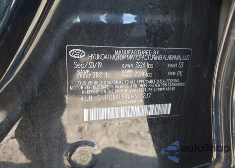 2020 Hyundai Elantra Sel from USA, damaged, VIN 5NPD84LF4LH545837